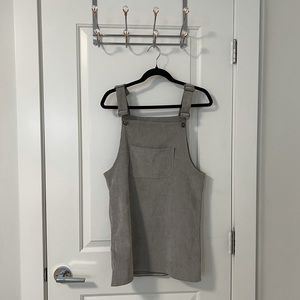 Grey Corduroy Overalls Short Dress. Size: One Size, will fit S-M